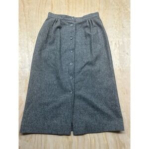 Vintage Gray Liz Claiborne Women Long Wool Modest Pencil Skirt Sz 12 Lined USA